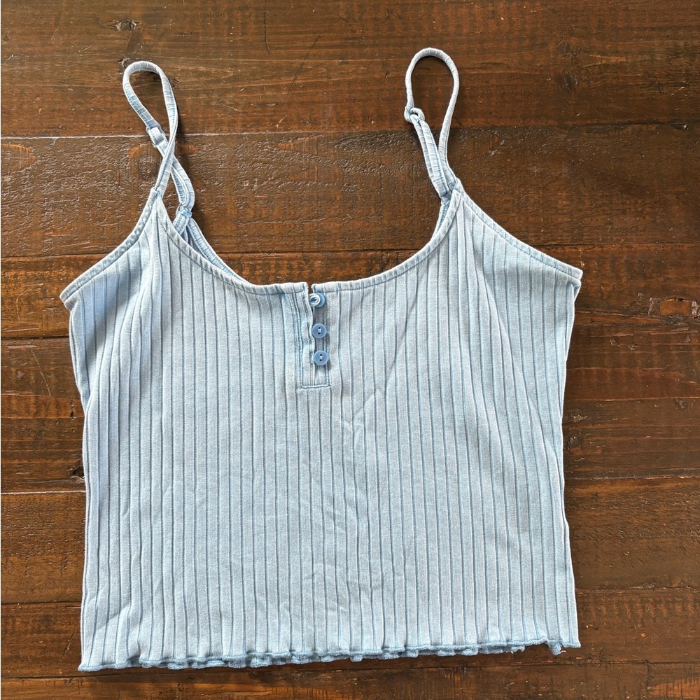 Light Blue Ribbed Women's Top